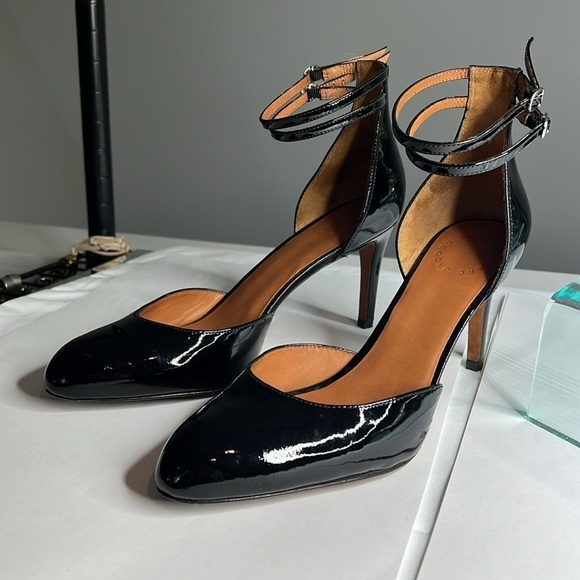 Marc by Marc Jacobs Sz 39 Black Patent Leather Double Ankle Strap Heels Pumps - Picture 4 of 12
